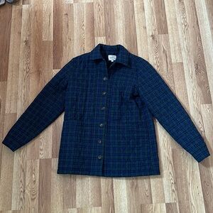 Sezane tartan button up quilt jacket